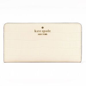 Kate Spade Ivory croc embossed leather wallet clutch